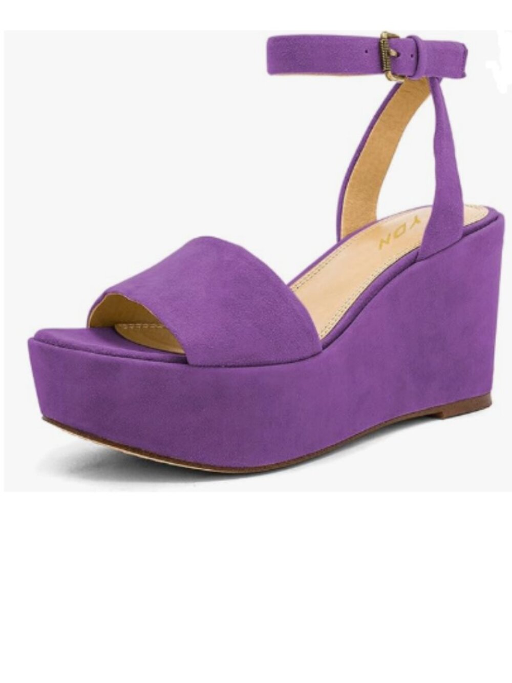 YDN Purple High Heel Wedge Platform Sandals Ankle Straps Pumps Peep Toe Shoes
